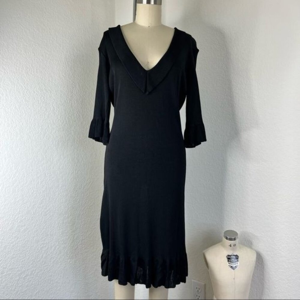JOSEPH Tricot X Miss Deanna Knit Ruffle V Neck Dress